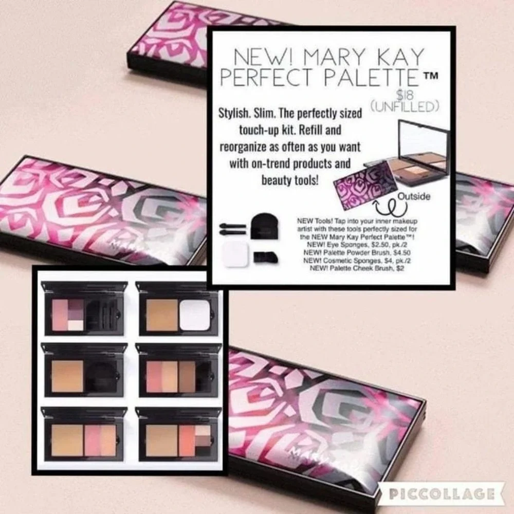Mary Kay Perfect Palette Stylish Design Unfilled Refillable Mirrored Compact